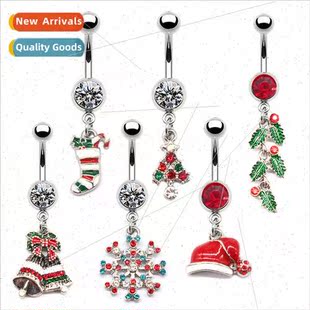 Europe Christmas Belly Button Ring Snowflake Belly Button Ri