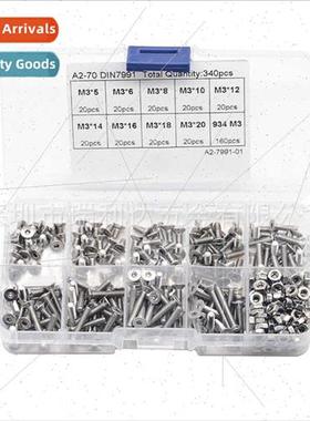 340pcs 304 socket set screws set flat head socket head cap s