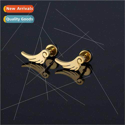 Korea fashion stainless steel wing earrings tide men set hip