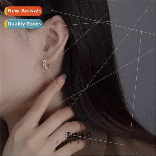 S925 silver Korea chain earrings tide simple hollow geometri