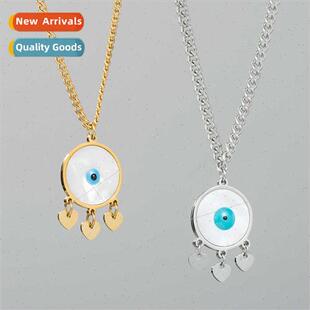 Europe Devil Eyes Shell Tanium Steel Necklace Premium Feelin