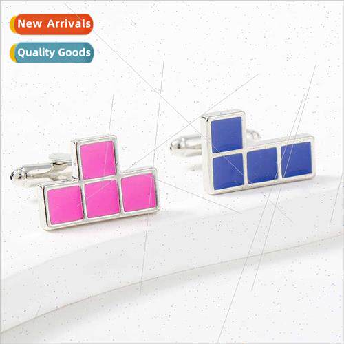 new rectangular square patchwork lacquer cufflinks French sh