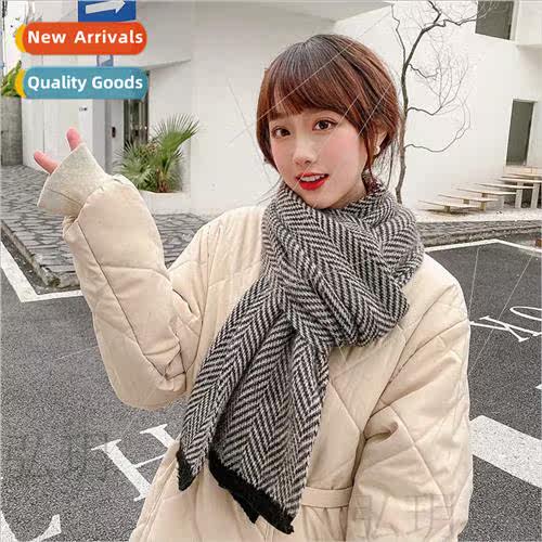Herringbone scarf female autumn winter couple Korean  hundre