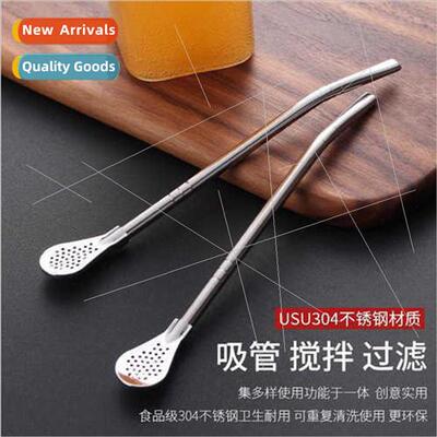 304 Straw Spoon Removable Coffee Milk Tea Stirring Mate Tea