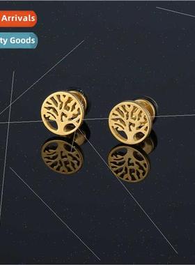 Korea new geometric round large e earrings plating does not