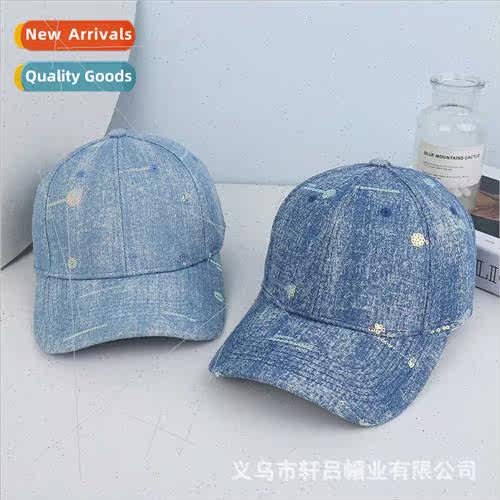 New washed cowboy baseball cap female fashion nd sequins met
