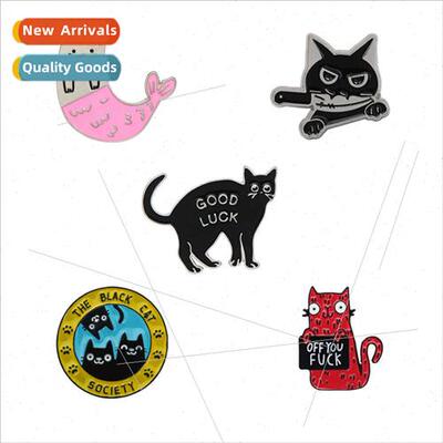 mple cartoon cat paw letter brooch creative cute cat letters