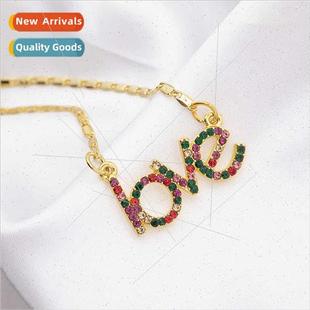 two color diamond Product fashion Creative necklace New bow
