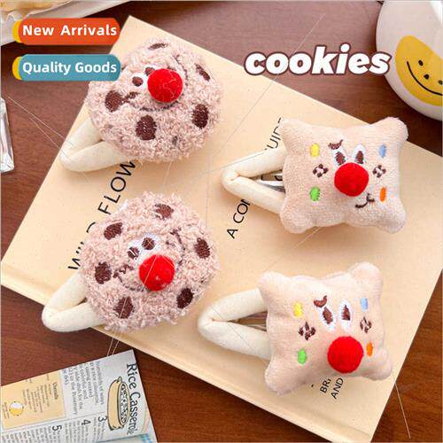 Cute plush red nose cookie cutter hair clips female sweet gi