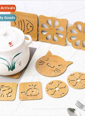 Wooden cartoon heat  mat dining table -slip pot mat bowl mat
