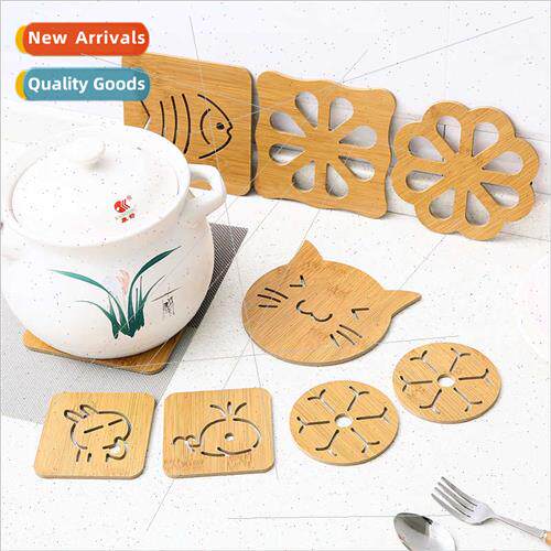 Wooden cartoon heat  mat dining table -slip pot mat bowl mat