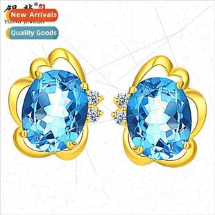 Gold stud earrings适用women earrings new 999 gold jewelry bl