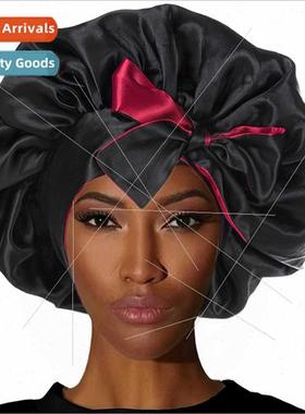 Large double-layered strapped nightcap satin ribbon round ca