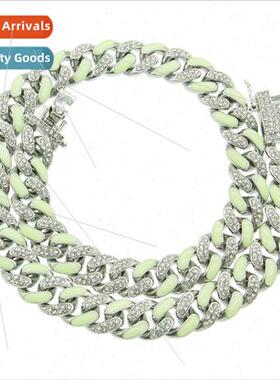 Europe hip-hop men full diamonds oil drop Cuban chain hipste