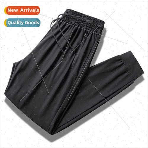 Ice silk casual pants men summer  large size elastic fashion