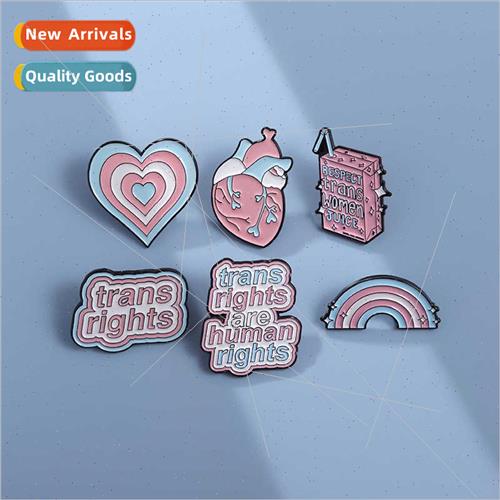 Cute cartoon text rainbow heart shape irregular brooch acces