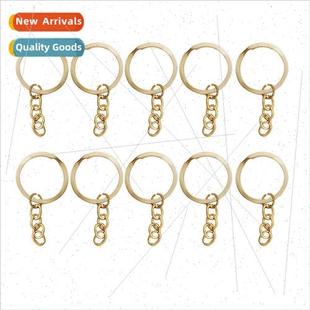 Rings Gold Plated Chain Flat Key Ring ckel Color