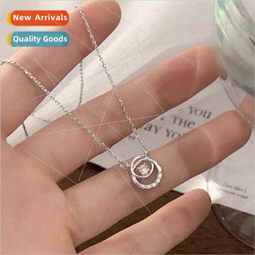 Circle zirconia necklace women ins simple double ring collar