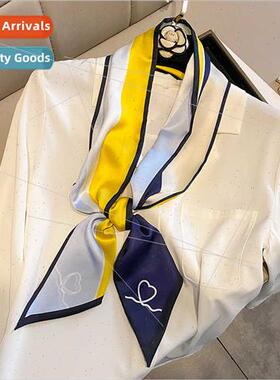 2023 new spring autumn Korean colorful long silk scarf femal