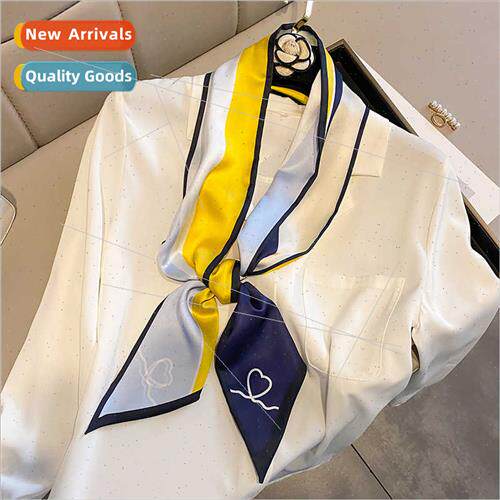 2023 new spring autumn Korean colorful long silk scarf femal