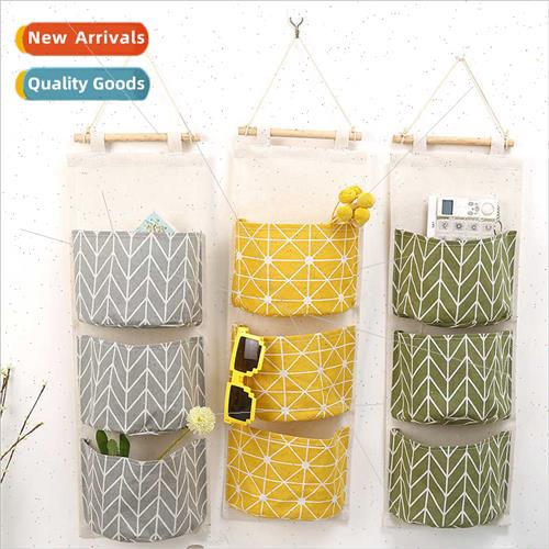 Printed Triple Pocket Organizer Hanging Bag Bedroom Behind D