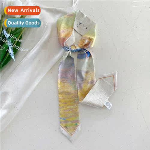 New lerary oil painting small silk scarf Korean printing new
