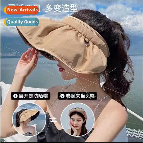 vinyl hollow top hat female outdoor UV sunscreen sun hat fas