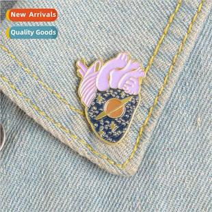 cosmic stars cowboy oil bad brooch drip heart Cartoon enamel