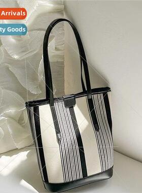 Canvas Bucket Bag Casual Shoulder Bag Collision Color Candy