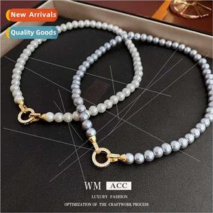 card buckle pearl zirconia Korea ring necklace collarb round