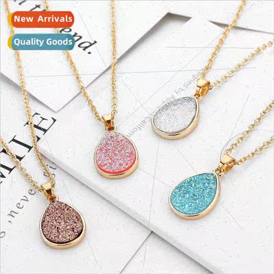 Korea simple colorful gold cluster teardrop necklace hundred
