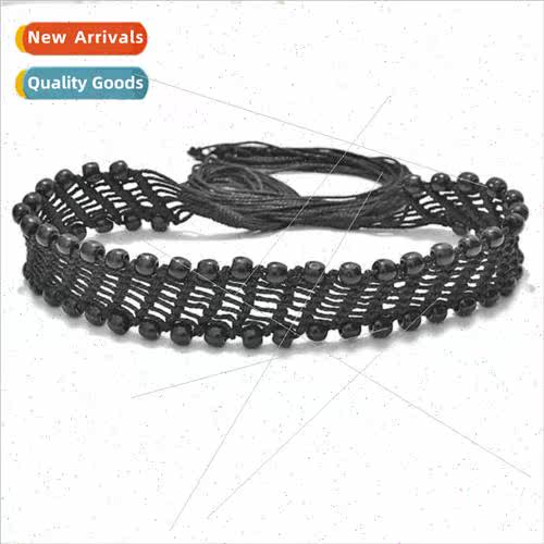 Europe new retro pattern handmade wax rope braided buckle de