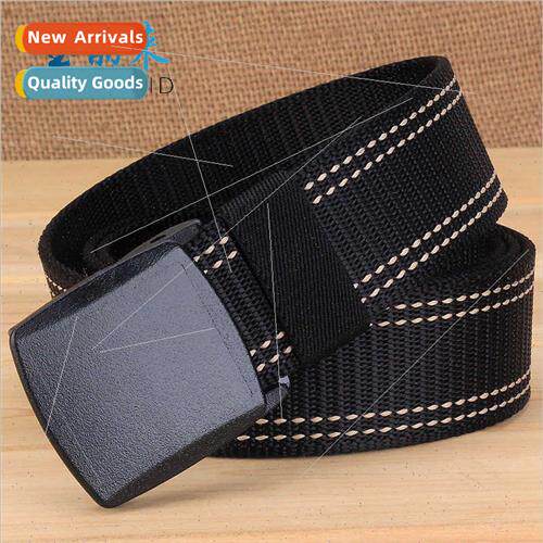 YKK buckle thickened nylon belt men belts through secury no