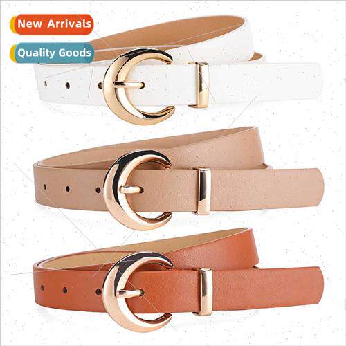 new gold buckle ladies belt Korean fashion simple solid colo