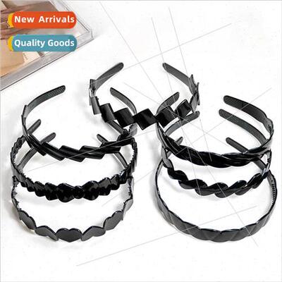 mple black wash face hair band female headband pressure card