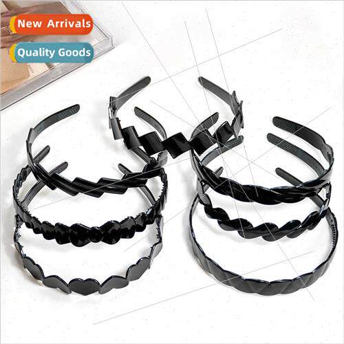mple black wash face hair band female headband pressure card