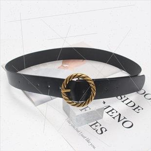 belt wide new retro geometric Europe buckle gold leather