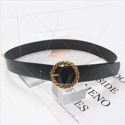 Europe new retro geometric gold buckle wide  PU leather belt