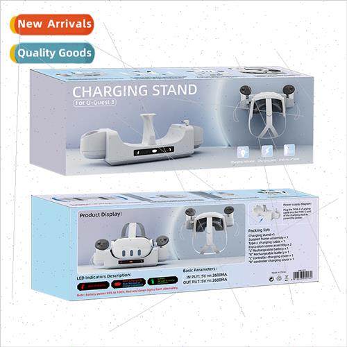 Meta Quest 3VR Wall Mountable Grip Contact Charging Dock + V