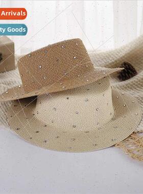 Englflat top wh diamond straw hat hat small bowler hat ins f