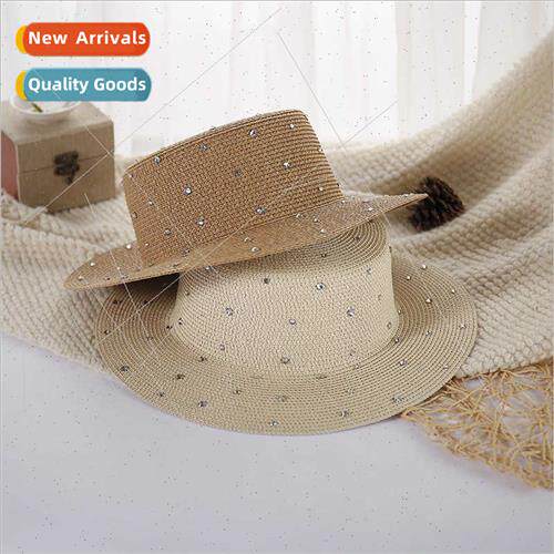 Englflat top wh diamond straw hat hat small bowler hat ins f