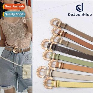 leather ladies pants lychee bel casual grain jeans 2023 belt