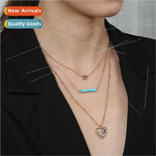 Europe jewelry colorful love abalone shell necklace versatil