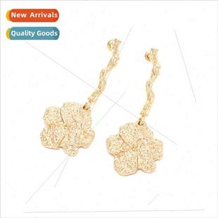 alloy long flower earrings vacation temperament retro simple