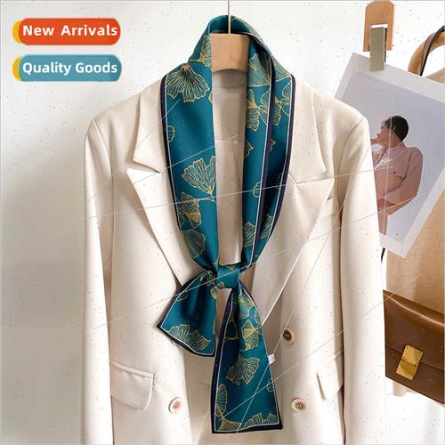 2023 thin narrow long small silk scarf female spring fall  f