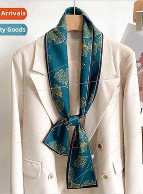 2023 thin narrow long small silk scarf female spring fall  f