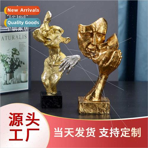 Europe couple gold mask ornament silence is gold resin craft