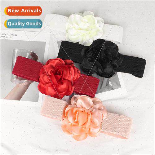 6cm wide oversized flower decorative waist seal elastic elas
