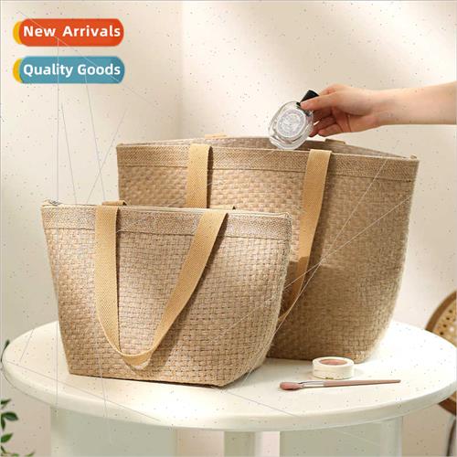 Tote burlap bag large capacy portable shoulder bag supermark