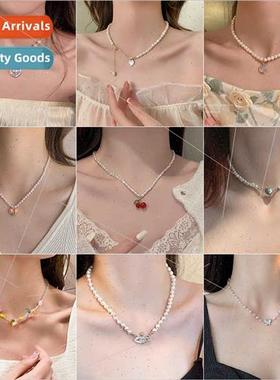 Pearl Butterfly Necklace 2023 New  mple Lockbone Chain che P